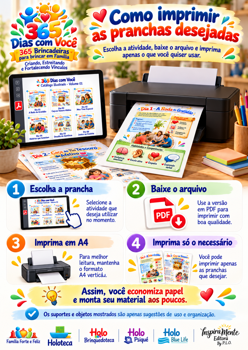 Ilustração mostrando como imprimir as pranchas desejadas