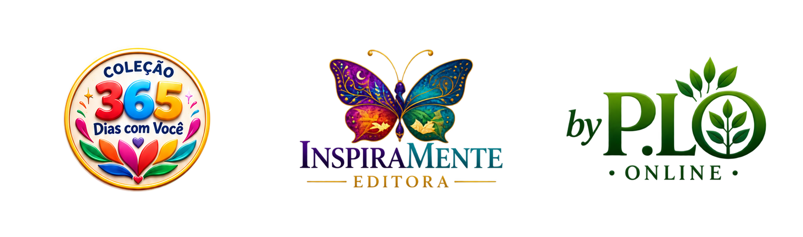 Marcas da coleção: selo 365 Dias com Você, InspiraMente Editora e by P.LO Online